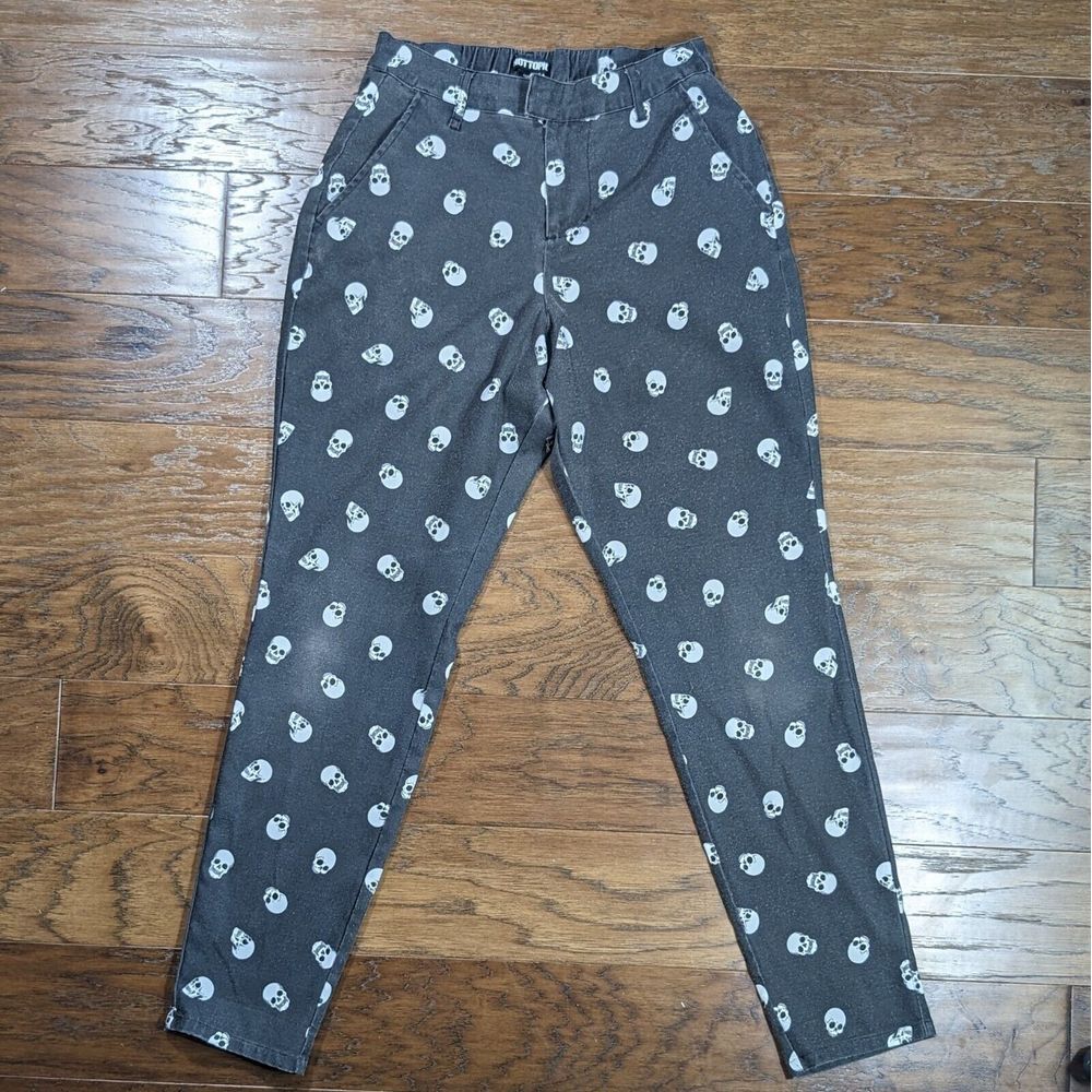 Hot‎ Topic Allover Skull Print Pants Size Small Goth Punk Rock